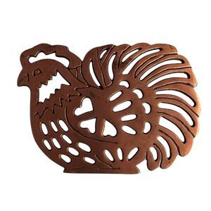 Vintage Copper Rooster Chicken Hen Farm Trivet Folk Art Kitchen Decor Rustic 7”